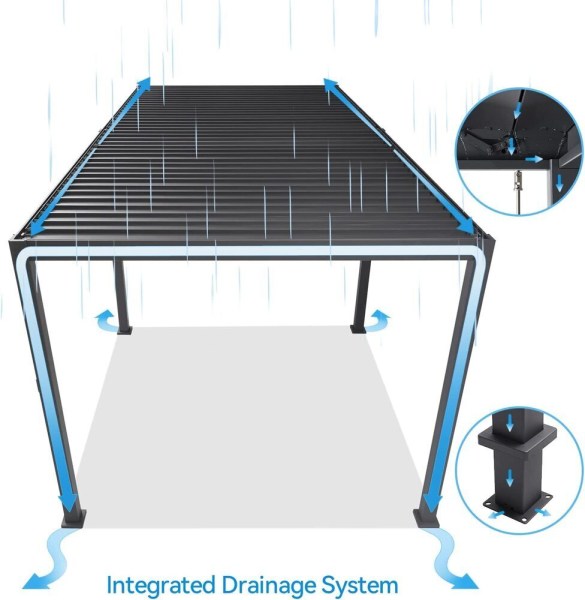 Bioklimatická pergola INTRO PLUS 6x3 m, hliník - volně stojící