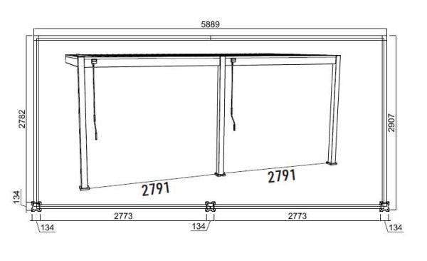 Bioklimatická pergola INTRO PLUS 6x3 m, hliník - do stěny