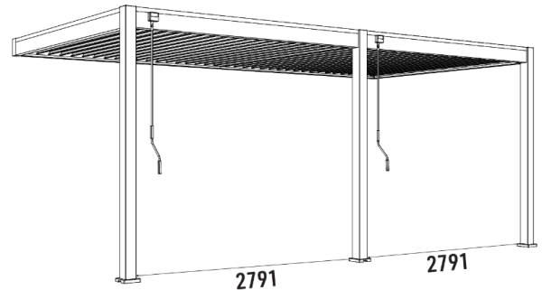 Bioklimatická pergola INTRO PLUS 6x3 m, hliník - do stěny