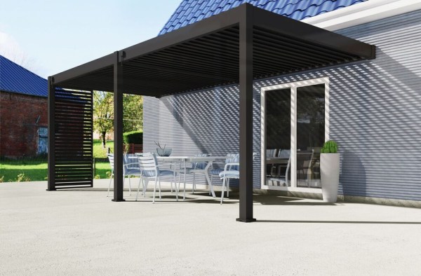 Bioklimatická pergola INTRO PLUS 6x3 m, hliník - do stěny