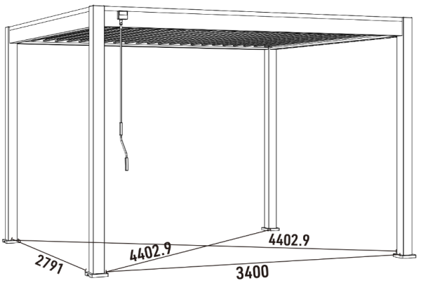 Bioklimatická pergola INTRO NEO 3,6x3 m, hliník a ocel - volně stojící