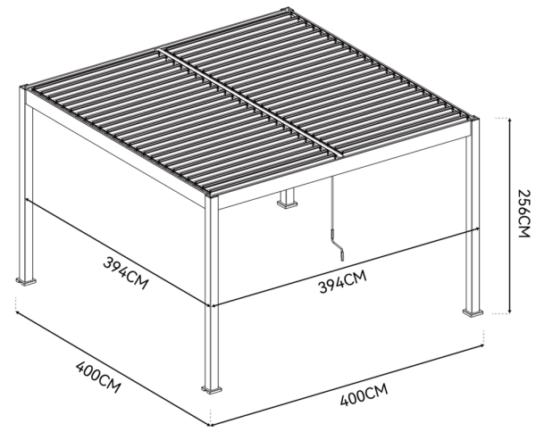 Bioklimatická pergola INTRO DUO 4x4 m, hliník - volně stojící