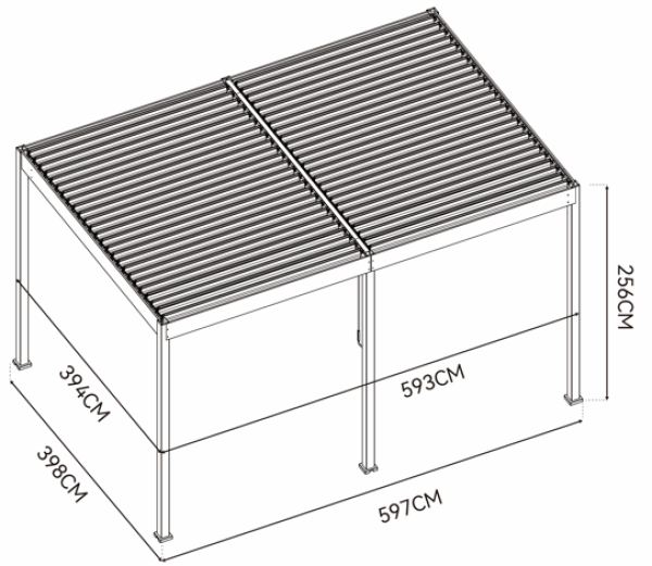 Bioklimatická pergola INTRO DUO 6x4 m, hliník - volně stojící