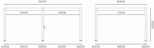 Bioklimatická pergola INTRO DUO 6x4 m, hliník - volně stojící