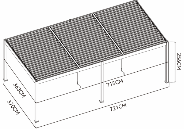 Bioklimatická pergola INTRO DUO 7,2x3,6 m, hliník - volně stojící