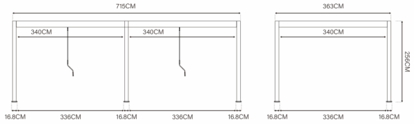 Bioklimatická pergola INTRO DUO 7,2x3,6 m, hliník - volně stojící